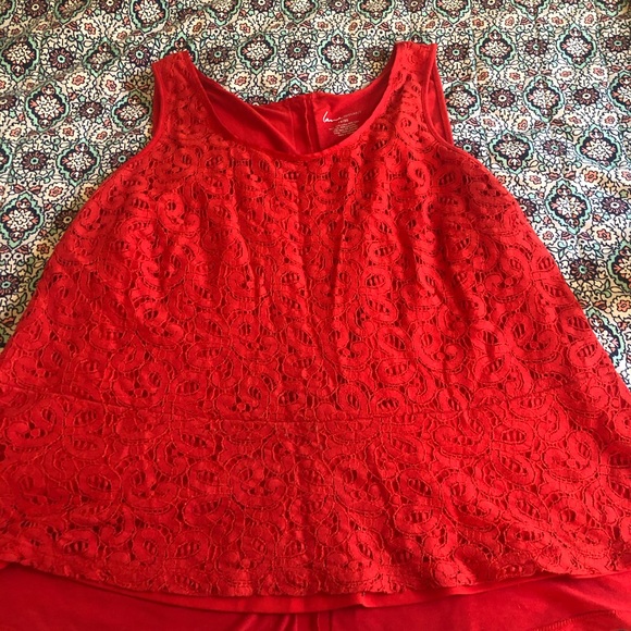 Lane Bryant Red Lace Peplum Top - Picture 4 of 6